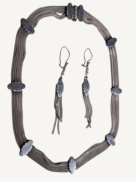 Anatoli Jewelry - Rare Anatoli 925 Sterling Silver Multi-Strand Foxtail Necklace & Earrings Set
